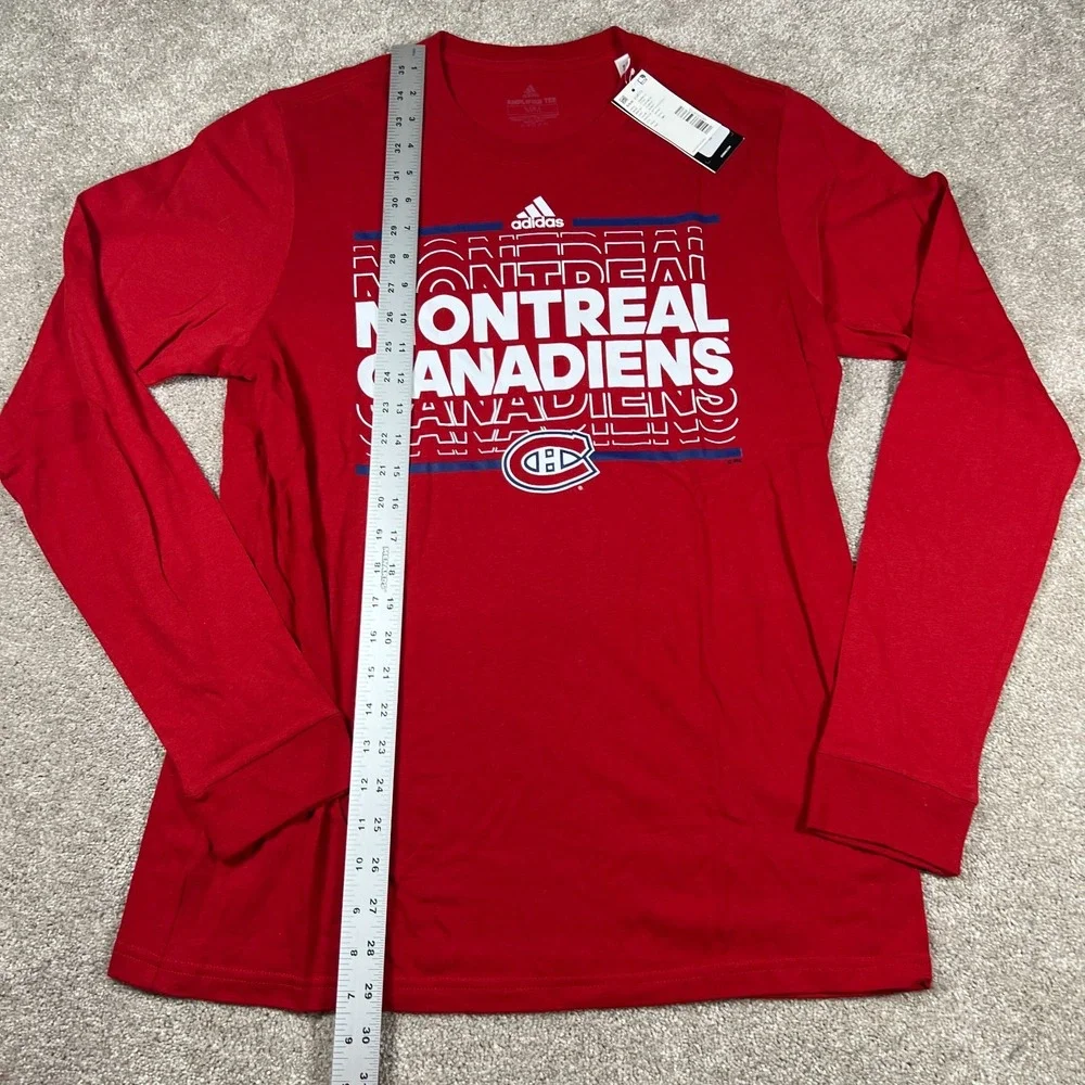 Adidas Mens Medium Red NHL Montreal Canadiens Long Sleeve Amplifier‎ T-Shirt NWT